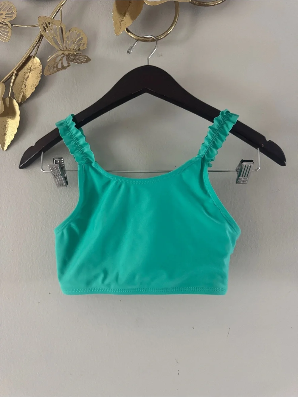 wonder nation Teal Ruched Strap Crop Tank